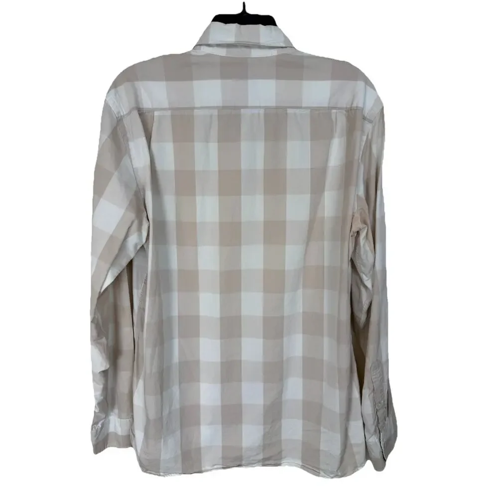 J. Crew Men's Button Up Shirt Sz‎ M (15-15 1/2) Long Sleeves Tan Ivory Plaid